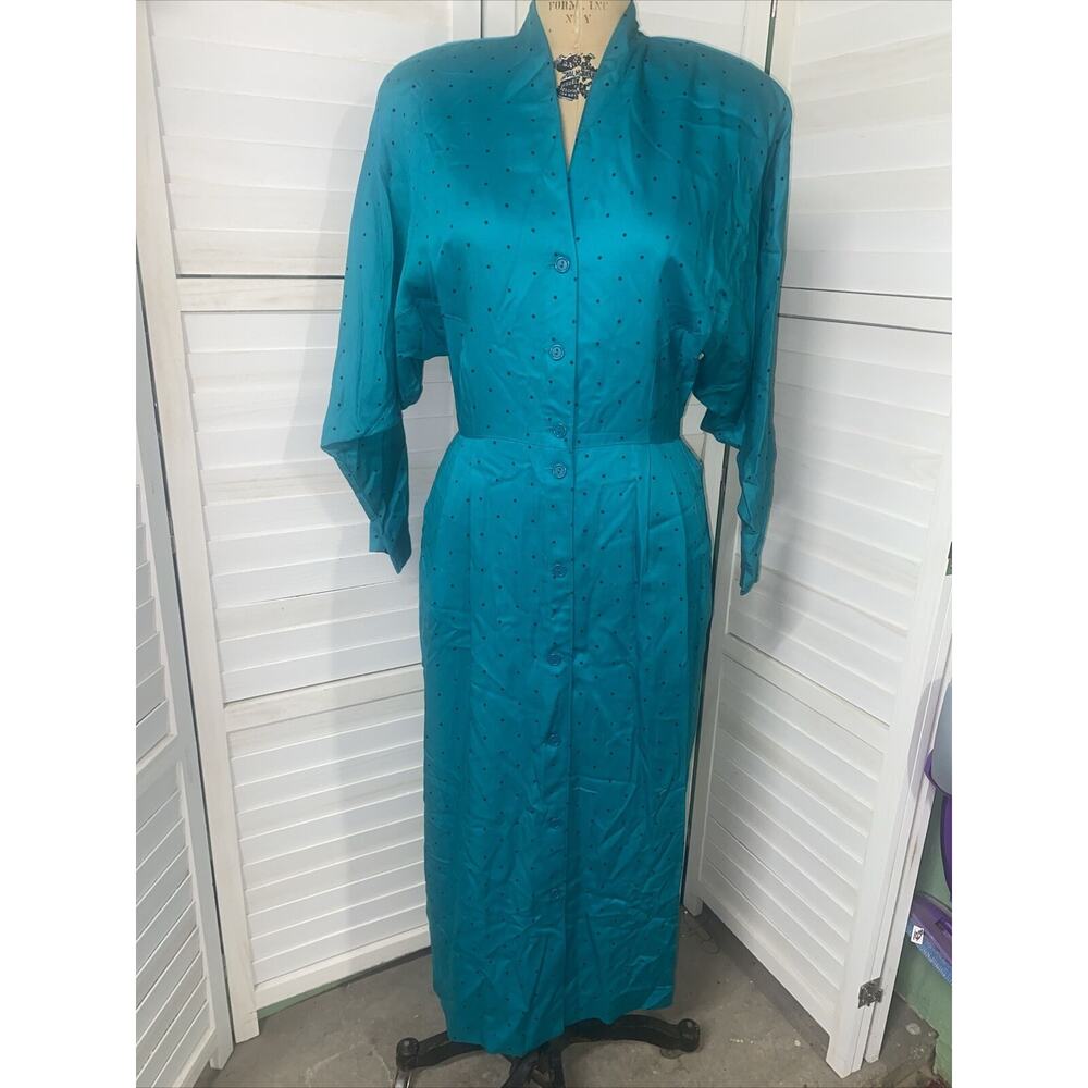 Vintage Rabbit Designs 80’s Secretary Shoulder Pad Shirt Dress Polka Dots Medium